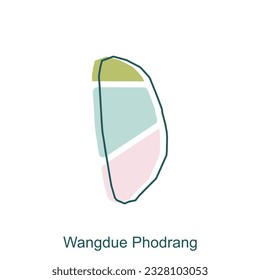 modern map of Wangude Phodrang geometric colorful simple illustration design template, Bhutan Map. State and district map of Bhutan
