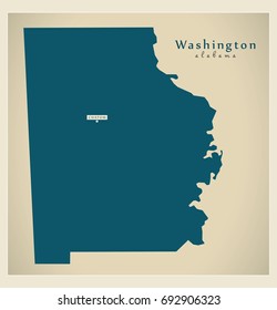 Modern Map - Washington Alabama county USA illustration