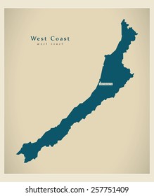 Modern Map - West Coast NZ