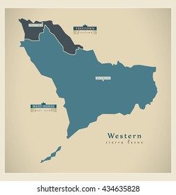 Modern Map - Western Province Districts detailed SL