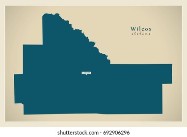 Modern Map - Wilcox Alabama county USA illustration
