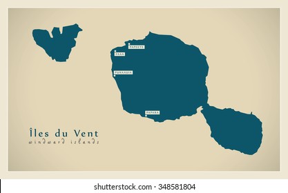 Modern Map - Windward Islands / Iles du Vent PF