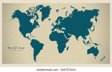 Mapa moderno: ilustración completa del mapa mundial