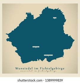 Modern Map - Wunsiedel im Fichtelgebirge county of Bavaria DE