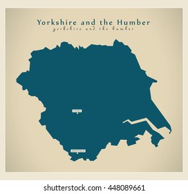 Modern Map - Yorkshire and the humber UK refreshed