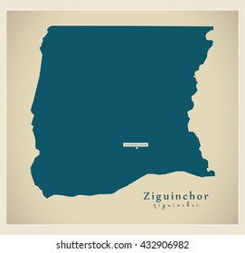 Modern Map - Ziguinchor SN