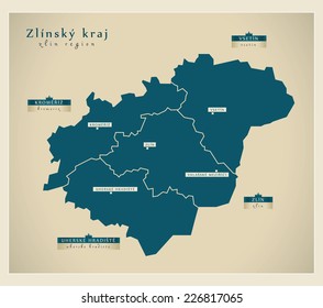 Modern Map - Zlinsky kraj CZ