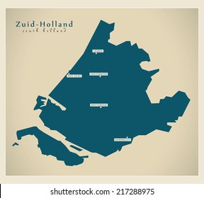 Modern map - Zuid-Holland NL