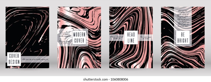 Modern Marble Cover Design for your Business with Abstract Lines.  Futuristic Poster, Flyer, Layout with Liquid Pattern for Branding, Identity, Annual Report. Vector minimalistic brochure. Luxury.