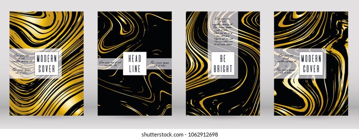 Modern Marble Cover Design for your Business with Abstract Lines.  Futuristic Poster, Flyer, Layout with Liquid Pattern for Branding, Identity, Annual Report. Vector minimalistic brochure. Luxury.