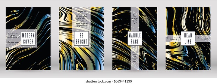 Modern Marble Cover Design for your Business with Abstract Lines.  Futuristic Poster, Flyer, Layout with Liquid Pattern for Branding, Identity, Annual Report. Vector minimalistic brochure. Luxury.