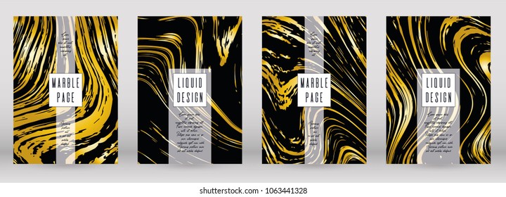 Modern Marble Cover Design for your Business with Abstract Lines.  Futuristic Poster, Flyer, Layout with Liquid Pattern for Branding, Identity, Annual Report. Vector minimalistic brochure. Luxury.