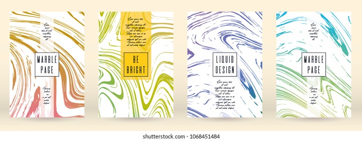 Modern Marble Cover Design for your Business with Abstract Lines. Futuristic Poster, Flyer, Layout with Liquid Pattern for Branding, Identity, Annual Report. Vector minimalistic brochure. Luxury.