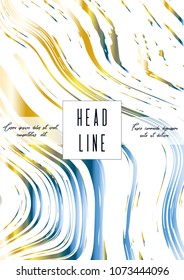 Modern Marble Cover Design for your Business with Abstract Lines. Futuristic Poster, Flyer, Layout with Liquid Pattern for Branding, Identity, Annual Report. Vector minimalistic brochure. Luxury.
