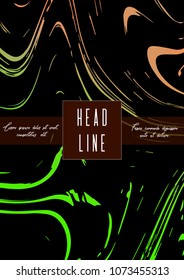Modern Marble Cover Design for your Business with Abstract Lines. Futuristic Poster, Flyer, Layout with Liquid Pattern for Branding, Identity, Annual Report. Vector minimalistic brochure. Luxury.