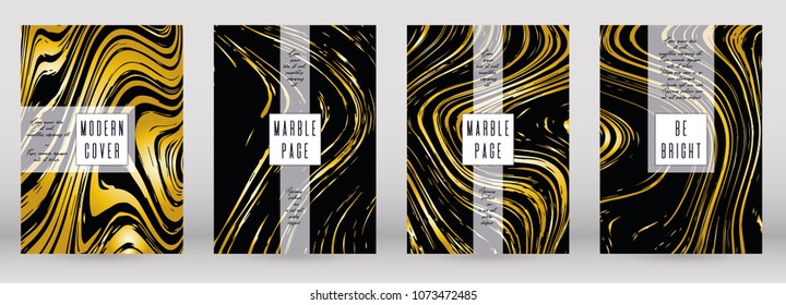 Modern Marble Cover Design for your Business with Abstract Lines.  Futuristic Poster, Flyer, Layout with Liquid Pattern for Branding, Identity, Annual Report. Vector minimalistic brochure. Luxury.