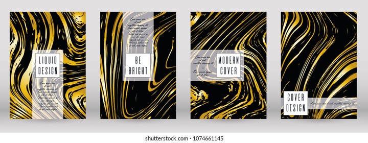 Modern Marble Cover Design for your Business with Abstract Lines.  Futuristic Poster, Flyer, Layout with Liquid Pattern for Branding, Identity, Annual Report. Vector minimalistic brochure. Luxury.