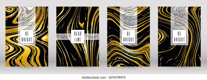 Modern Marble Cover Design for your Business with Abstract Lines.  Futuristic Poster, Flyer, Layout with Liquid Pattern for Branding, Identity, Annual Report. Vector minimalistic brochure. Luxury.