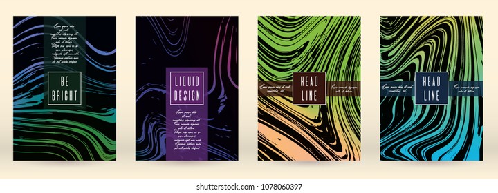 Modern Marble Cover Design for your Business with Abstract Lines. Futuristic Poster, Flyer, Layout with Liquid Pattern for Branding, Identity, Annual Report. Vector minimalistic brochure. Luxury.