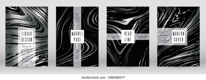 Modern Marble Cover Design for your Business with Abstract Lines. Futuristic Poster, Flyer, Layout with Liquid Pattern for Branding, Identity, Annual Report. Vector minimalistic brochure. Luxury.
