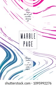 Modern Marble Cover Design for your Business with Abstract Lines. Futuristic Poster, Flyer, Layout with Liquid Pattern for Branding, Identity, Annual Report. Vector minimalistic brochure. Luxury.
