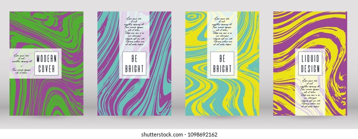 Modern Marble Cover Design for your Business with Abstract Lines. Futuristic Poster, Flyer, Layout with Liquid Pattern for Branding, Identity, Annual Report. Vector minimalistic brochure. Luxury.