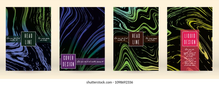 Modern Marble Cover Design for your Business with Abstract Lines. Futuristic Poster, Flyer, Layout with Liquid Pattern for Branding, Identity, Annual Report. Vector minimalistic brochure. Luxury.
