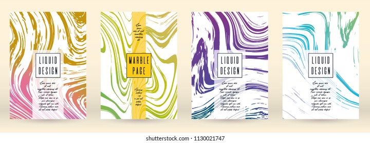 Modern Marble Cover Design for your Business with Abstract Lines. Futuristic Poster, Flyer, Layout with Liquid Pattern for Branding, Identity, Annual Report. Vector minimalistic brochure. Luxury.
