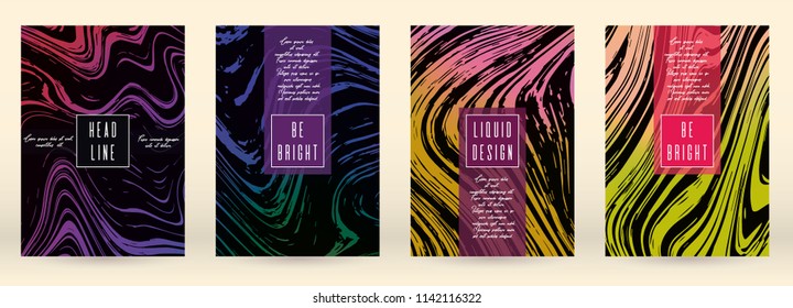 Modern Marble Cover Design for your Business with Abstract Lines. Futuristic Poster, Flyer, Layout with Liquid Pattern for Branding, Identity, Annual Report. Vector minimalistic brochure. Luxury.