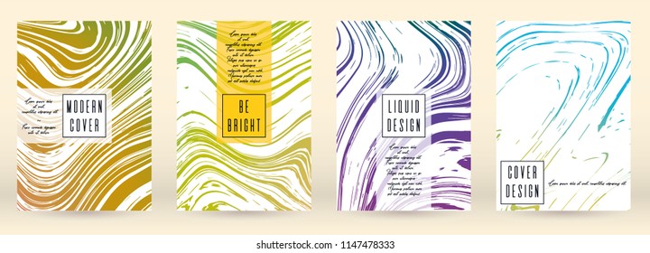 Modern Marble Cover Design for your Business with Abstract Lines. Futuristic Poster, Flyer, Layout with Liquid Pattern for Branding, Identity, Annual Report. Vector minimalistic brochure. Luxury.