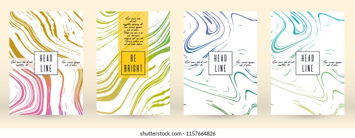 Modern Marble Cover Design for your Business with Abstract Lines. Futuristic Poster, Flyer, Layout with Liquid Pattern for Branding, Identity, Annual Report. Vector minimalistic brochure. Luxury.