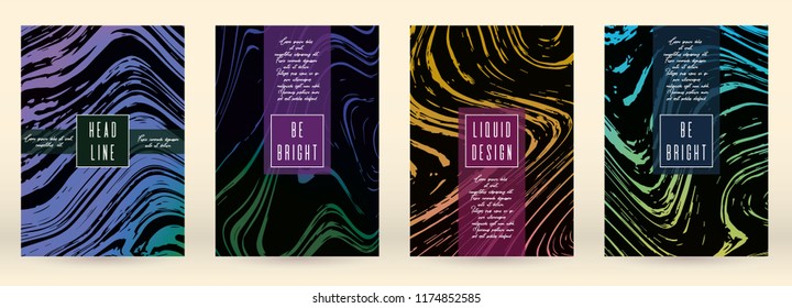 Modern Marble Cover Design for your Business with Abstract Lines. Futuristic Poster, Flyer, Layout with Liquid Pattern for Branding, Identity, Annual Report. Vector minimalistic brochure. Luxury.