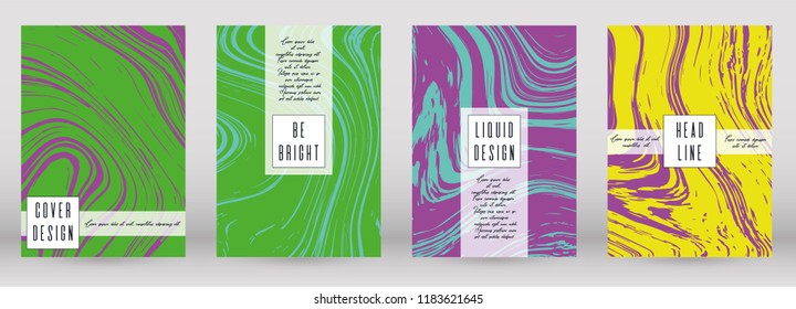 Modern Marble Cover Design for your Business with Abstract Lines. Futuristic Poster, Flyer, Layout with Liquid Pattern for Branding, Identity, Annual Report. Vector minimalistic brochure. Luxury.