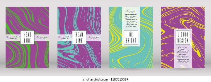 Modern Marble Cover Design for your Business with Abstract Lines. Futuristic Poster, Flyer, Layout with Liquid Pattern for Branding, Identity, Annual Report. Vector minimalistic brochure. Luxury.
