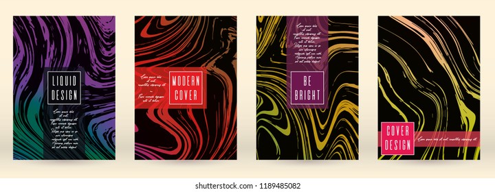 Modern Marble Cover Design for your Business with Abstract Lines. Futuristic Poster, Flyer, Layout with Liquid Pattern for Branding, Identity, Annual Report. Vector minimalistic brochure. Luxury.