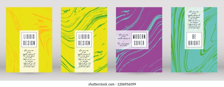 Modern Marble Cover Design for your Business with Abstract Lines. Futuristic Poster, Flyer, Layout with Liquid Pattern for Branding, Identity, Annual Report. Vector minimalistic brochure. Luxury.