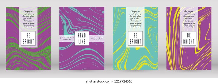 Modern Marble Cover Design for your Business with Abstract Lines. Futuristic Poster, Flyer, Layout with Liquid Pattern for Branding, Identity, Annual Report. Vector minimalistic brochure. Luxury.