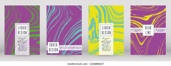 Modern Marble Cover Design for your Business with Abstract Lines. Futuristic Poster, Flyer, Layout with Liquid Pattern for Branding, Identity, Annual Report. Vector minimalistic brochure. Luxury.