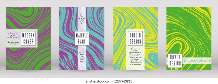 Modern Marble Cover Design for your Business with Abstract Lines. Futuristic Poster, Flyer, Layout with Liquid Pattern for Branding, Identity, Annual Report. Vector minimalistic brochure. Luxury.