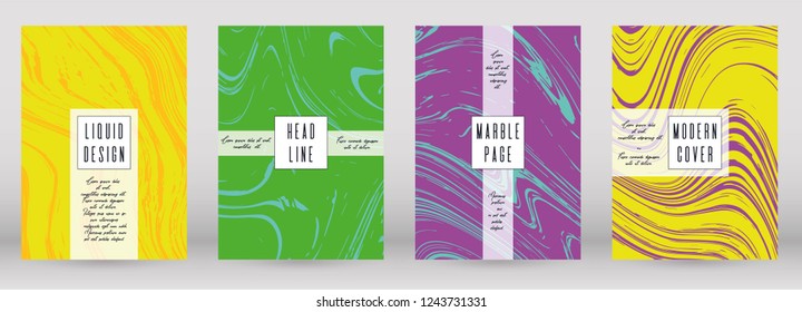 Modern Marble Cover Design for your Business with Abstract Lines. Futuristic Poster, Flyer, Layout with Liquid Pattern for Branding, Identity, Annual Report. Vector minimalistic brochure. Luxury.