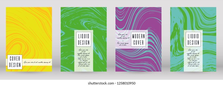 Modern Marble Cover Design for your Business with Abstract Lines. Futuristic Poster, Flyer, Layout with Liquid Pattern for Branding, Identity, Annual Report. Vector minimalistic brochure. Luxury.