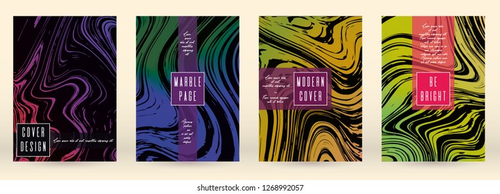 Modern Marble Cover Design for your Business with Abstract Lines. Futuristic Poster, Flyer, Layout with Liquid Pattern for Branding, Identity, Annual Report. Vector minimalistic brochure. Luxury.