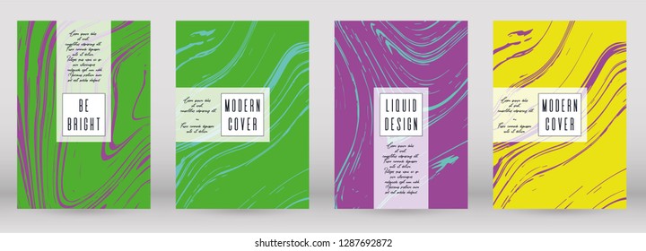 Modern Marble Cover Design for your Business with Abstract Lines. Futuristic Poster, Flyer, Layout with Liquid Pattern for Branding, Identity, Annual Report. Vector minimalistic brochure. Luxury.