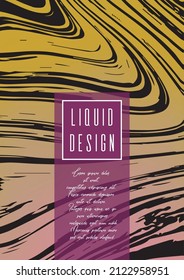Modern Marble Cover Design for your Business with Abstract Lines. Futuristic Poster, Flyer, Layout with Liquid Pattern for Branding, Identity, Annual Report. Vector minimalistic brochure. Luxury.