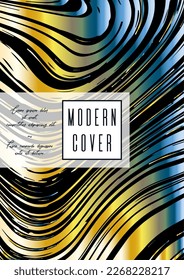 Modern Marble Cover Design for your Business with Abstract Lines. Futuristic Poster, Flyer, Layout with Liquid Pattern for Branding, Identity, Annual Report. Vector minimalistic brochure. Luxury.