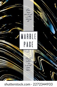 Modern Marble Cover Design for your Business with Abstract Lines. Futuristic Poster, Flyer, Layout with Liquid Pattern for Branding, Identity, Annual Report. Vector minimalistic brochure. Luxury.