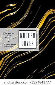 Modern Marble Cover Design for your Business with Abstract Lines. Futuristic Poster, Flyer, Layout with Liquid Pattern for Branding, Identity, Annual Report. Vector minimalistic brochure. Luxury.