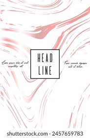 Modern Marble Cover Design for your Business with Abstract Lines. Futuristic Poster, Flyer, Layout with Liquid Pattern for Branding, Identity, Annual Report. Vector minimalistic brochure. Luxury.