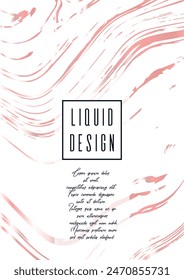 Modern Marble Cover Design for your Business with Abstract Lines. Futuristic Poster, Flyer, Layout with Liquid Pattern for Branding, Identity, Annual Report. Vector minimalistic brochure. Luxury.