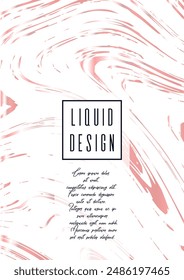 Modern Marble Cover Design for your Business with Abstract Lines. Futuristic Poster, Flyer, Layout with Liquid Pattern for Branding, Identity, Annual Report. Vector minimalistic brochure. Luxury.